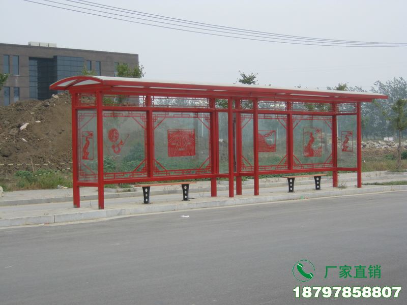西安中式金属古典公交候车亭